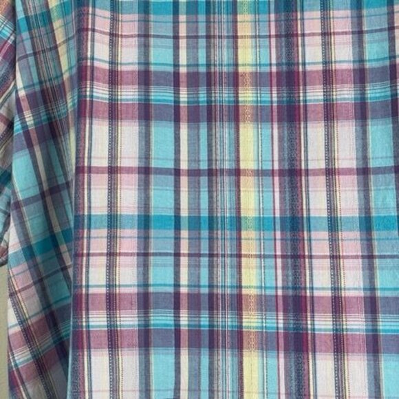 Vintage Plaid Camp Shirt Top Womens 3X Button Up Classic Preppy Colorful Crisp - Picture 8 of 9